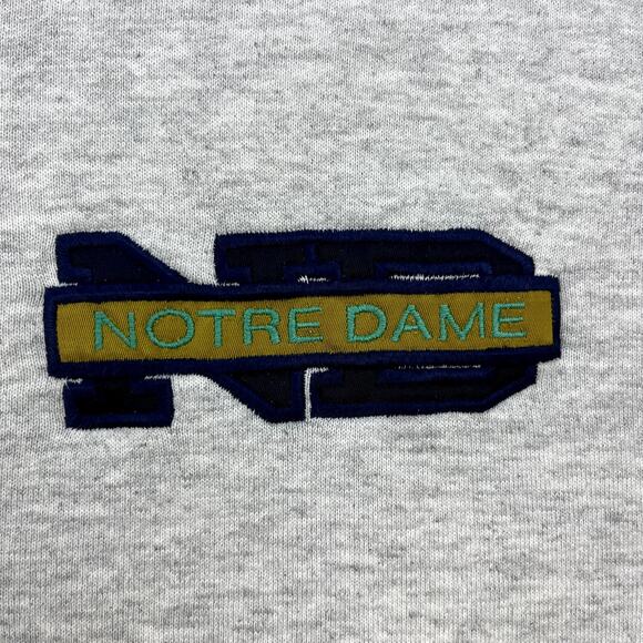 Vintage Notre Dame Fighting Irish Sweatshirt Adult Medium Gray University 90s - Picture 3 of 11